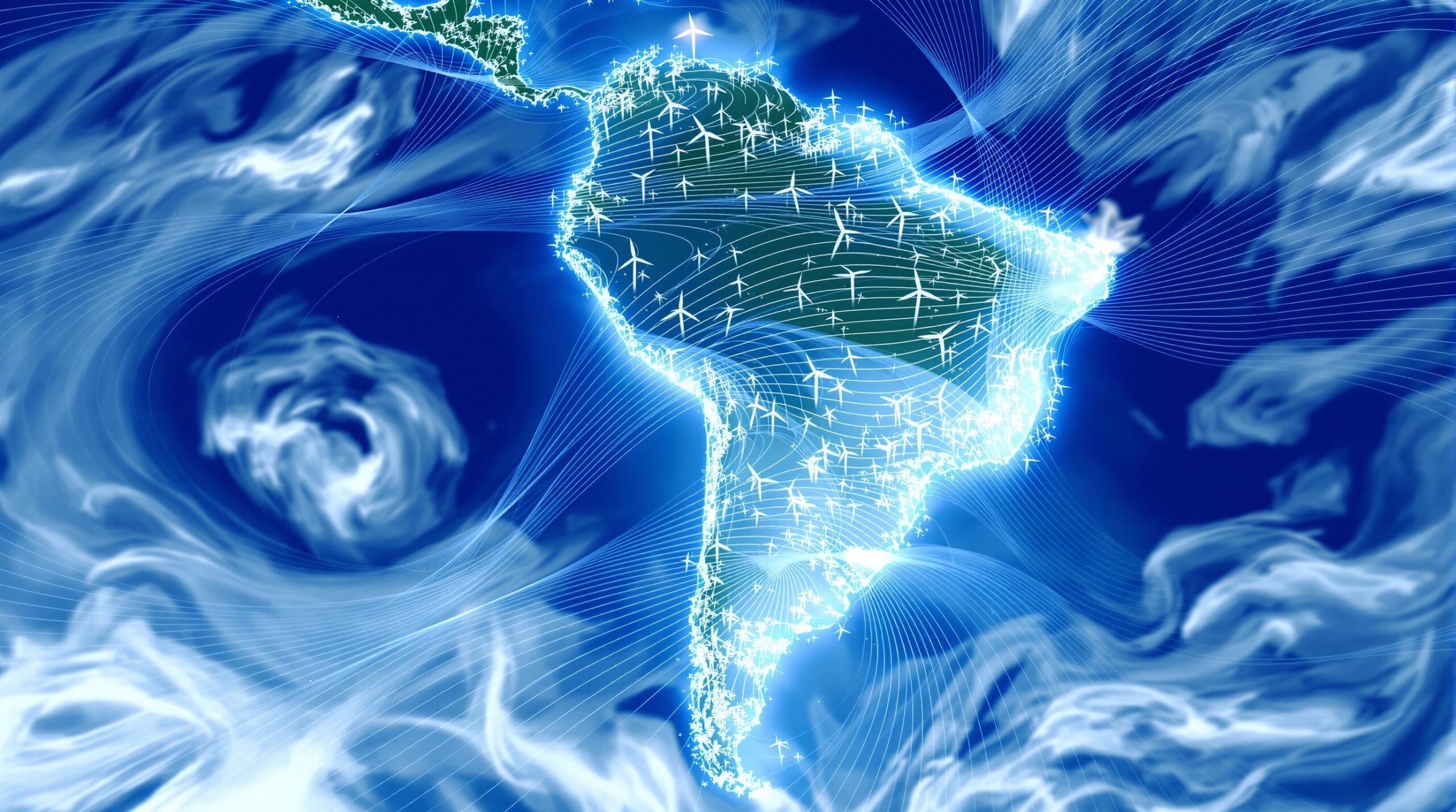 Padrões de vento sobre o Brasil com turbinas eólicas