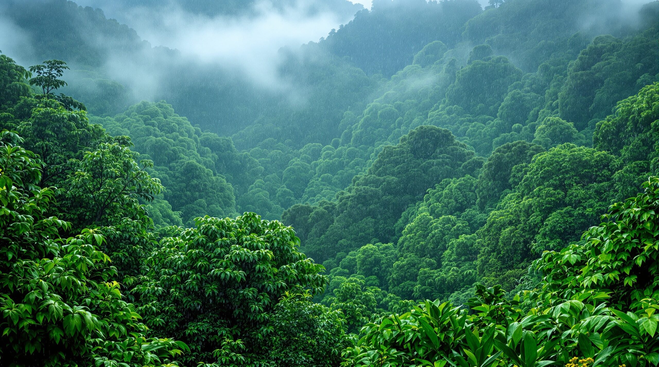 Floresta amazônica durante estação de monções