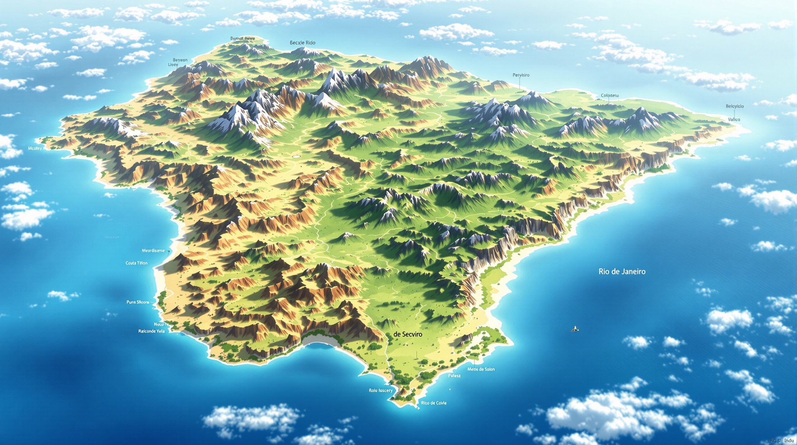 Mapa topográfico do Rio de Janeiro mostrando elevações