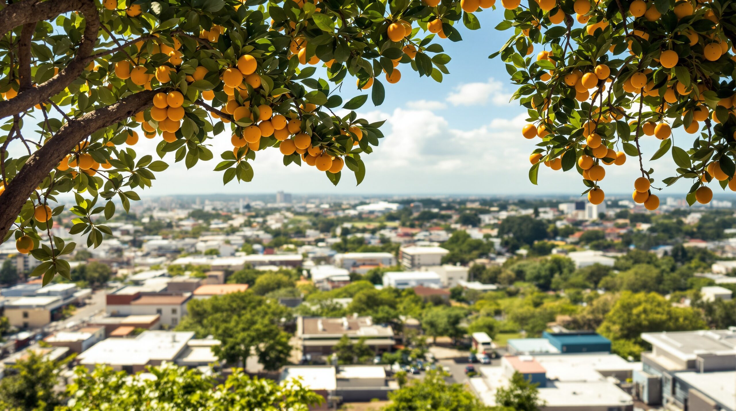 Matão mostrando características do clima tropical com pomares ao fundo