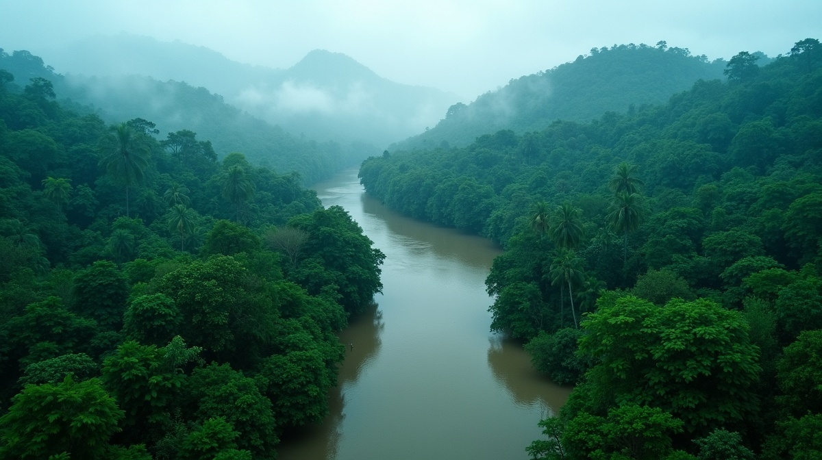 Floresta amazônica durante a estação chuvosa com rios transbordando