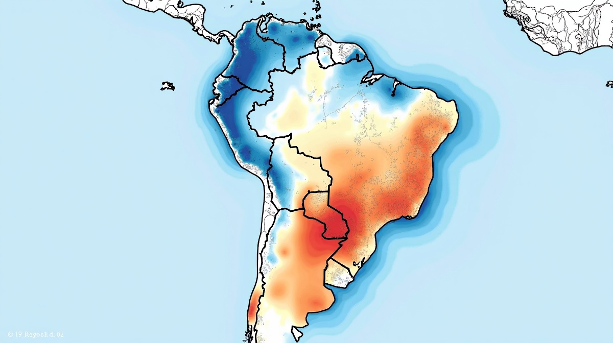 Mapa do Brasil mostrando temperaturas de inverno por região com gradiente de cores