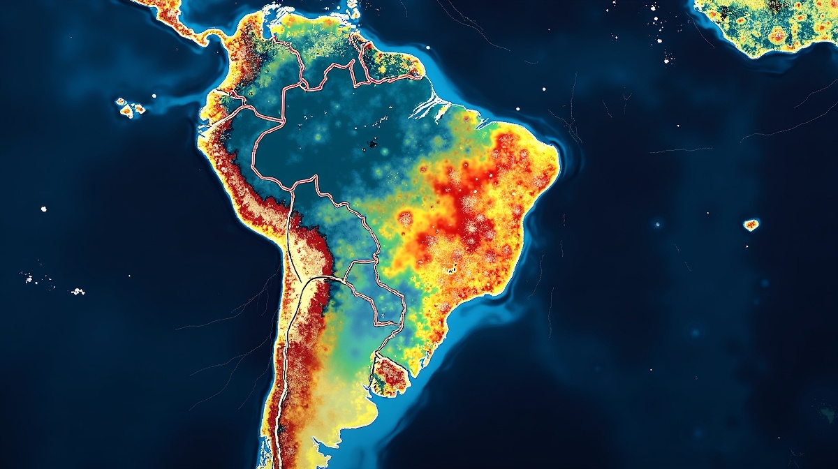 Mapa do Brasil mostrando densidade de raios por região com escala de cores