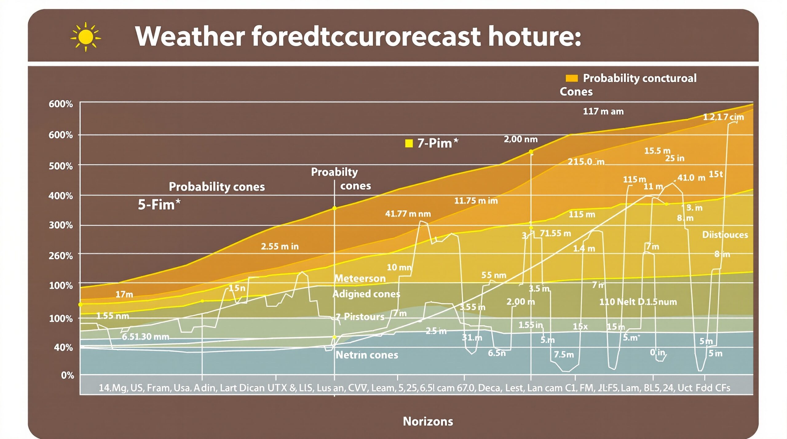 Gráfico comparativo de precisão de previsão do tempo em diferentes horizontes temporais