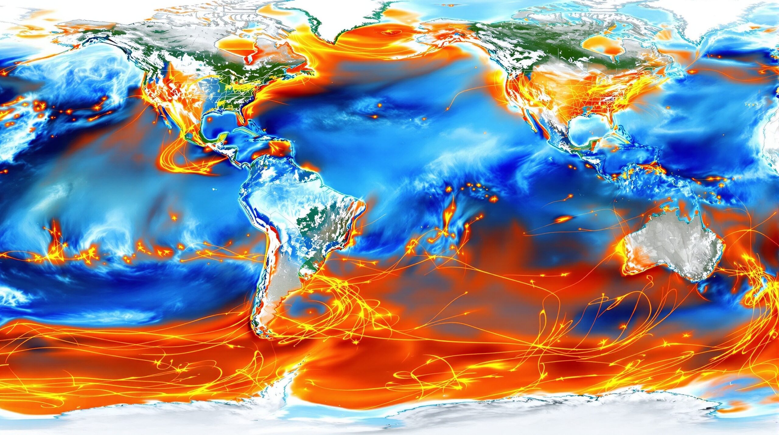 Visualização do fenômeno El Niño sobre o Oceano Pacífico e América do Sul