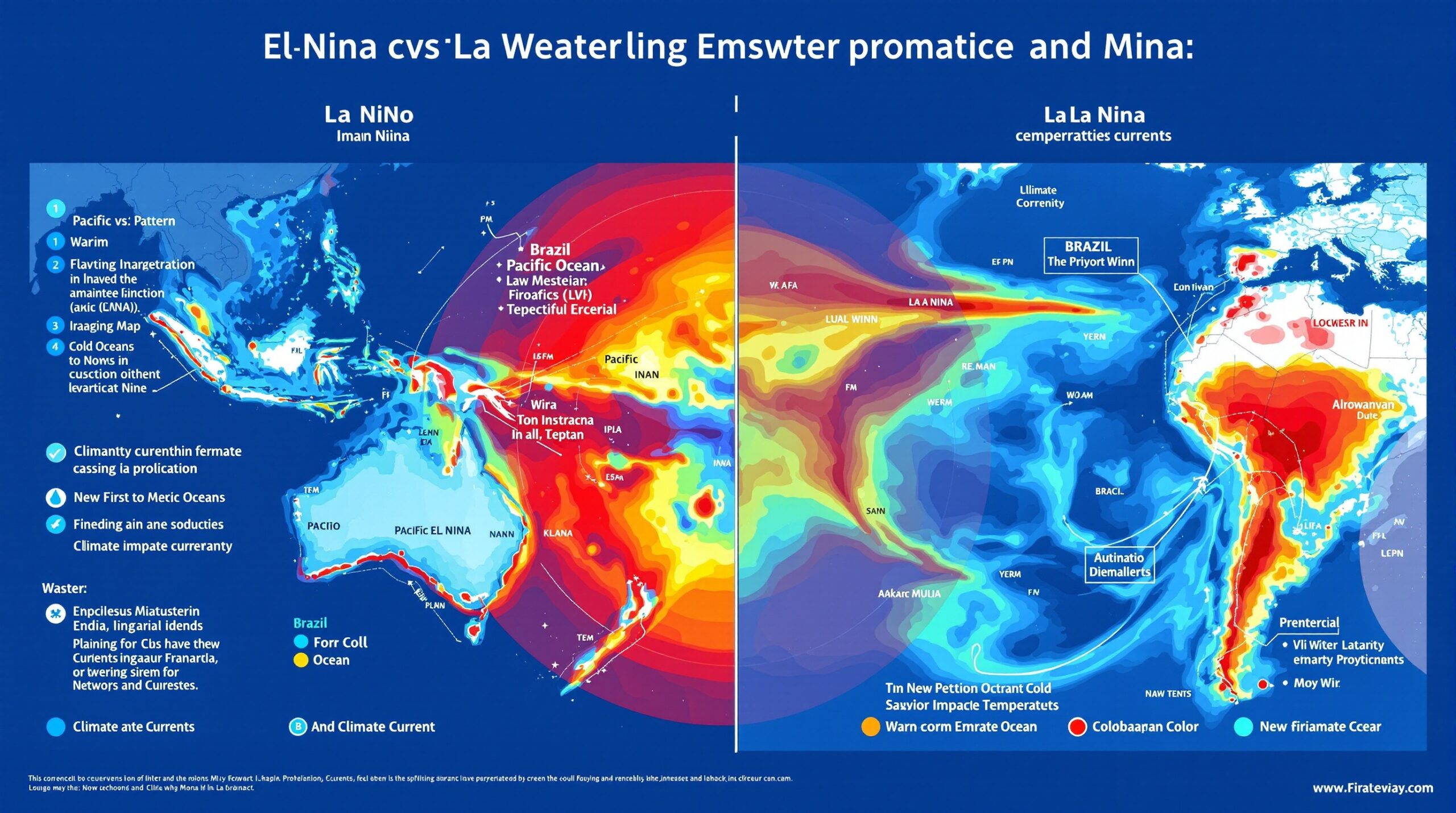Comparação entre os efeitos do El Niño e La Niña no clima do Brasil
