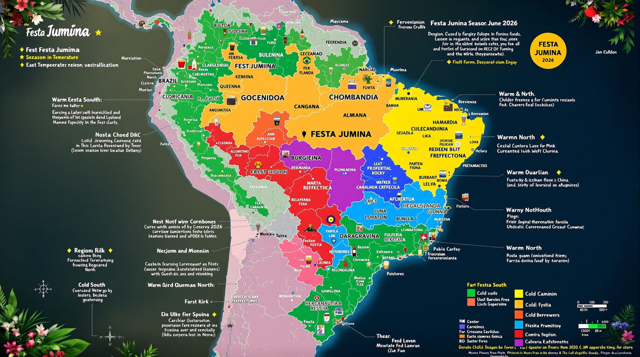 Mapa do Brasil mostrando variações regionais do quentão conforme o clima