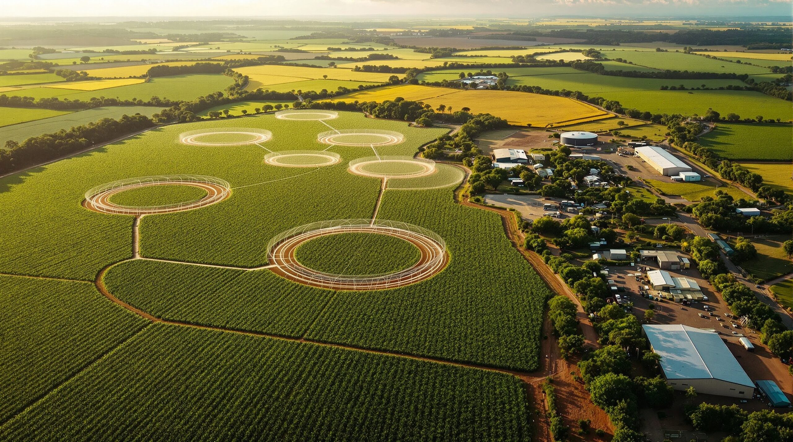 Vista aérea de região produtora de tomate em Goiás, maior estado produtor do Brasil