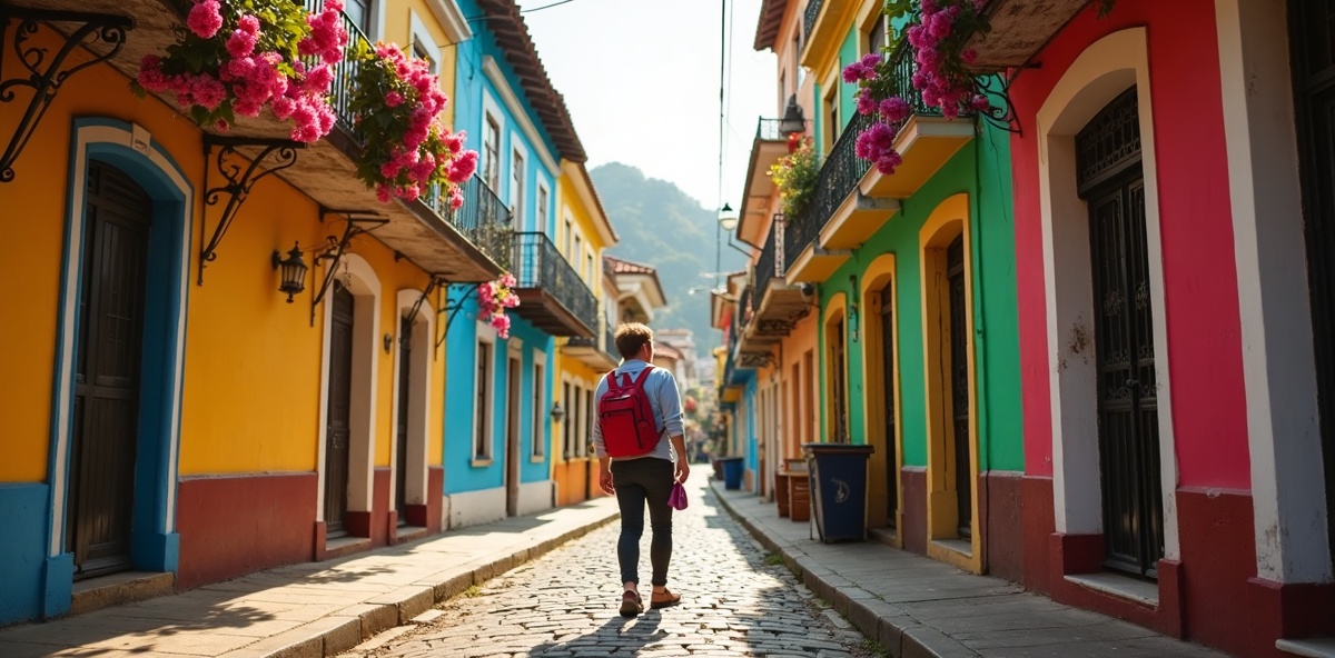 Turista explorando o bairro de Santa Teresa no Rio de Janeiro