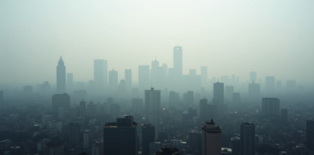 Skyline de São Paulo coberta por smog e poluição do ar