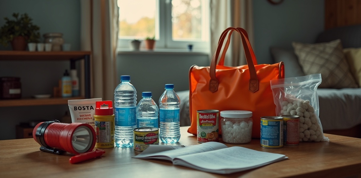 Família preparando kit de emergência para ciclone