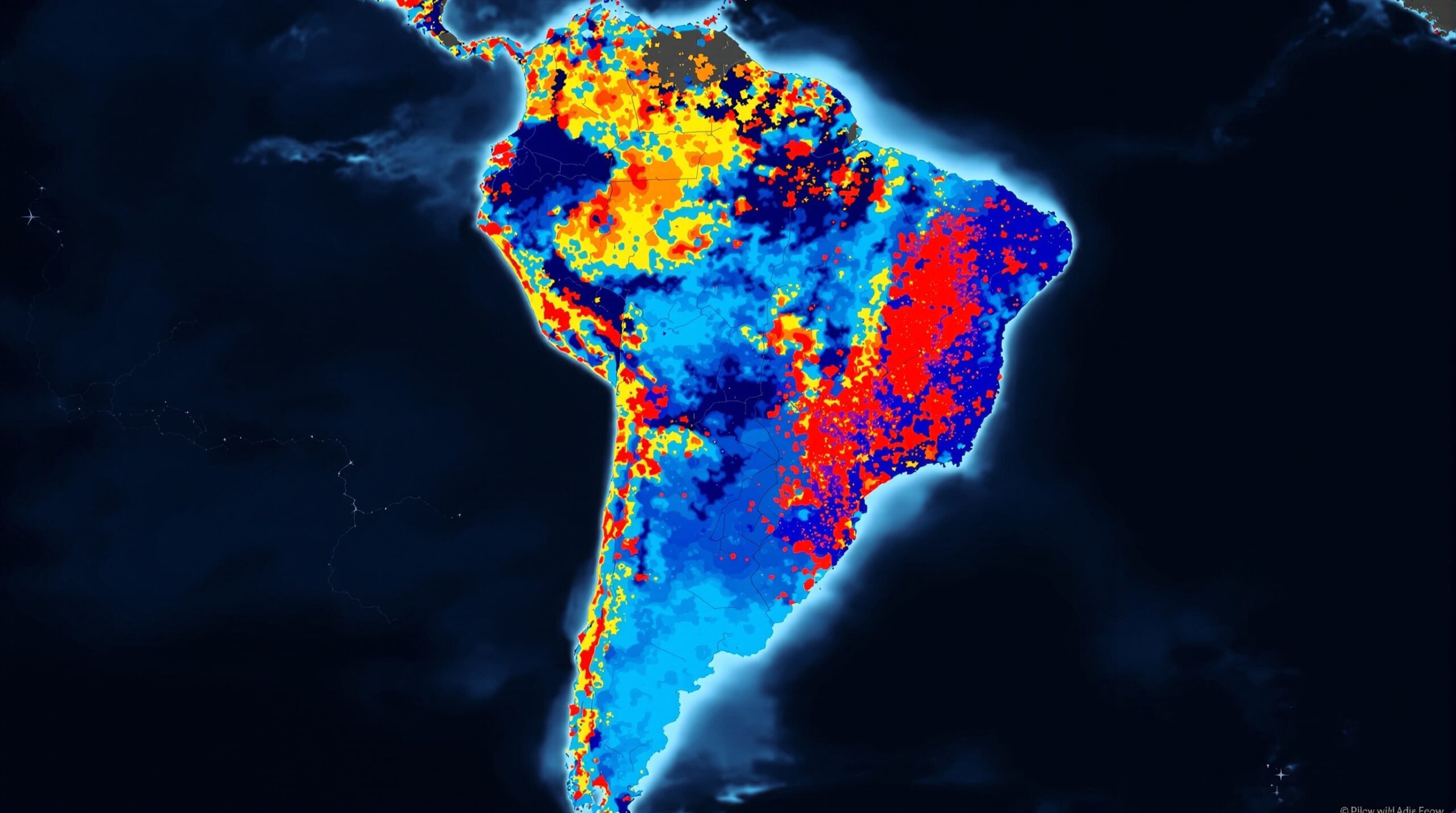 Mapa do Brasil destacando as regiões mais quentes em vermelho e laranja