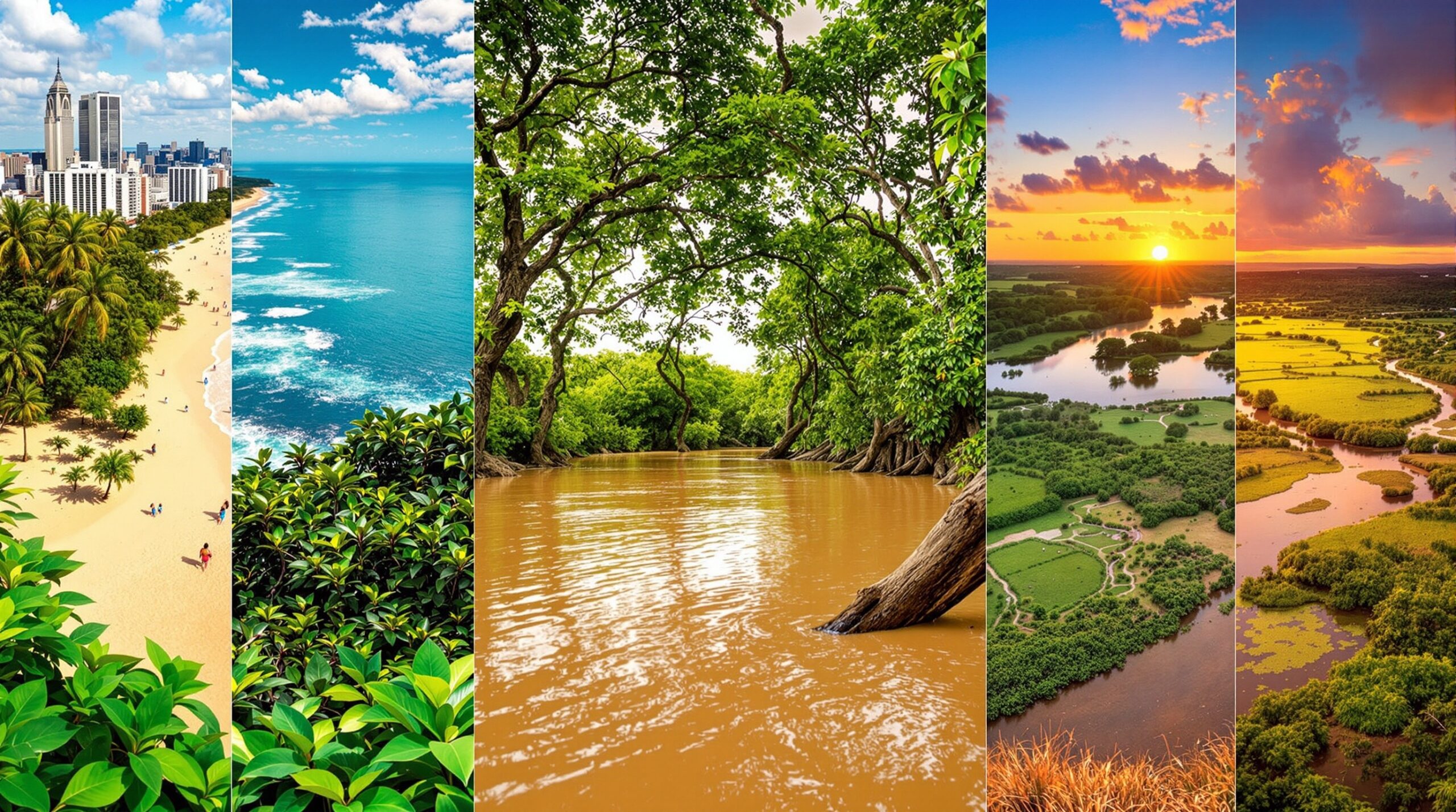Cenas de verão em diferentes regiões do Brasil