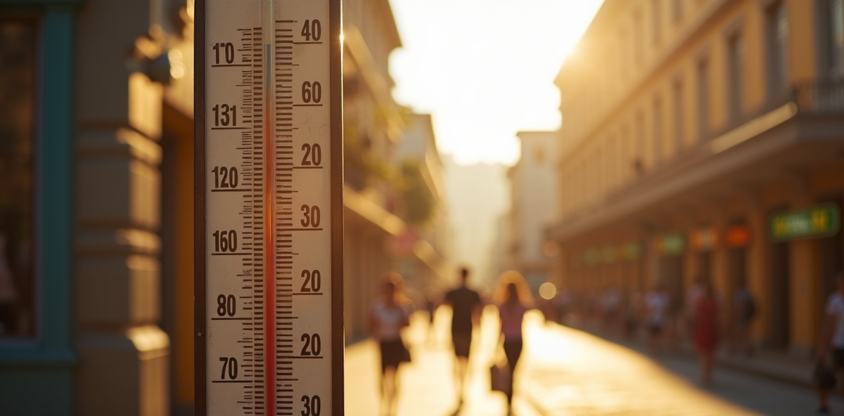 Termômetro em cidade brasileira com calor intenso
