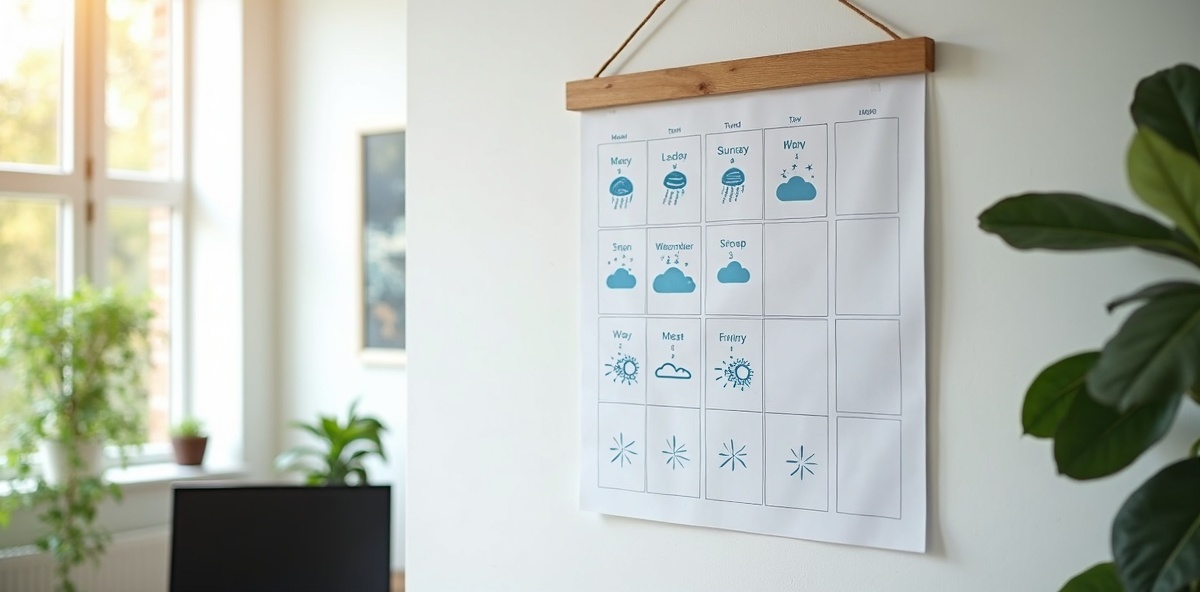 Calendário de previsão do tempo para planejamento