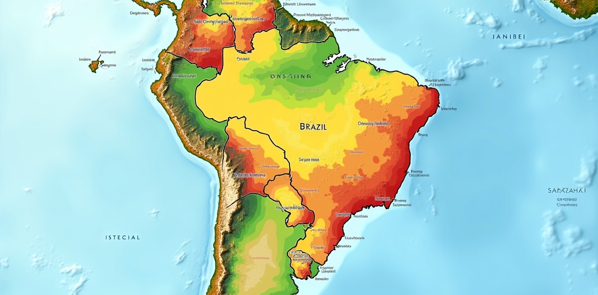 Mapa do Brasil mostrando diferentes padrões climáticos de verão por região