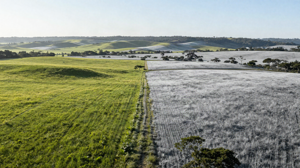 Paisagem brasileira com contraste entre verao verde e inverno mais frio